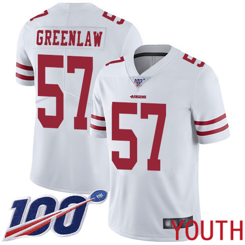 San Francisco 49ers Limited White Youth Dre Greenlaw Road NFL Jersey #57 100th Season Vapor Untouchable->youth nfl jersey->Youth Jersey
